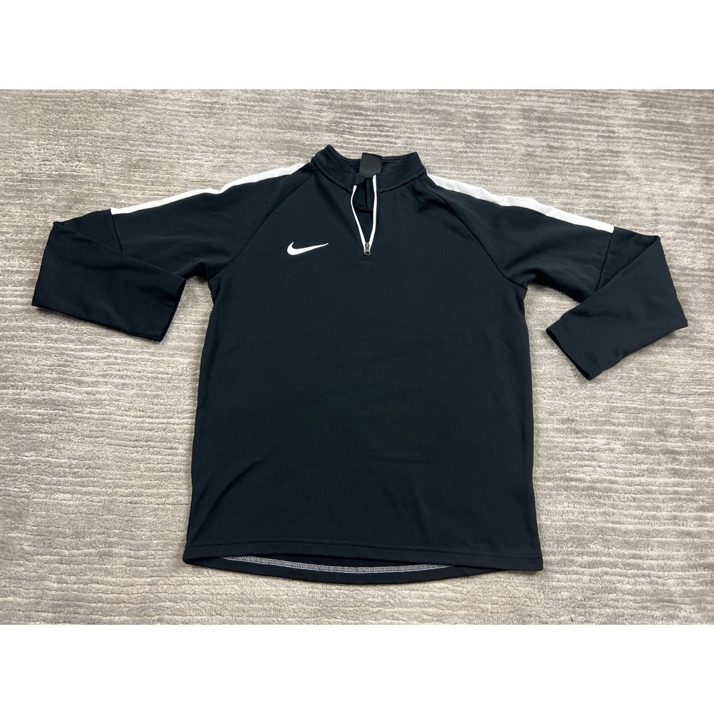 Nike Pullover Mens L Black Dri-FIT Quarter-Zip Training Top White Stripe Active